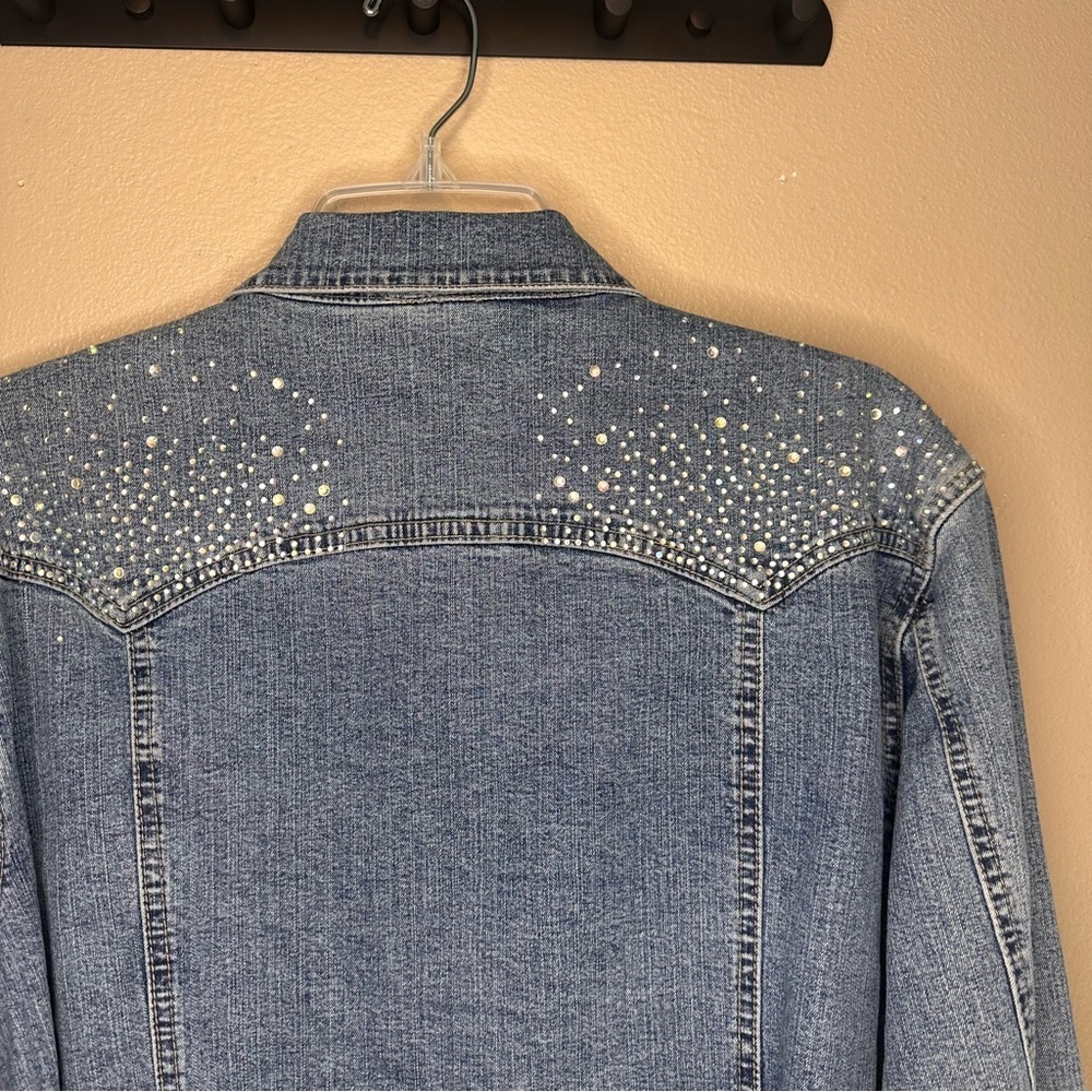 Ethyl Embellished Blue Denim Jacket Size Large - Picture 6 of 6